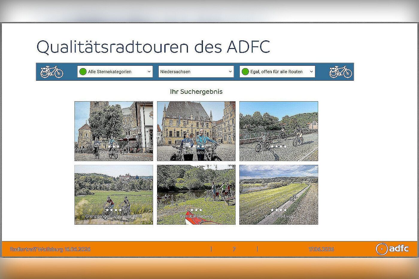Folie Screenshot des Webseite ADFC Qualitätsrouten