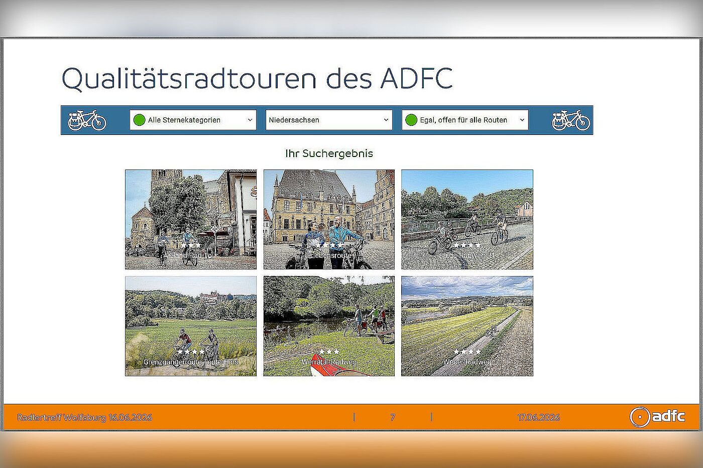 Folie Screenshot des Webseite ADFC Qualitätsrouten