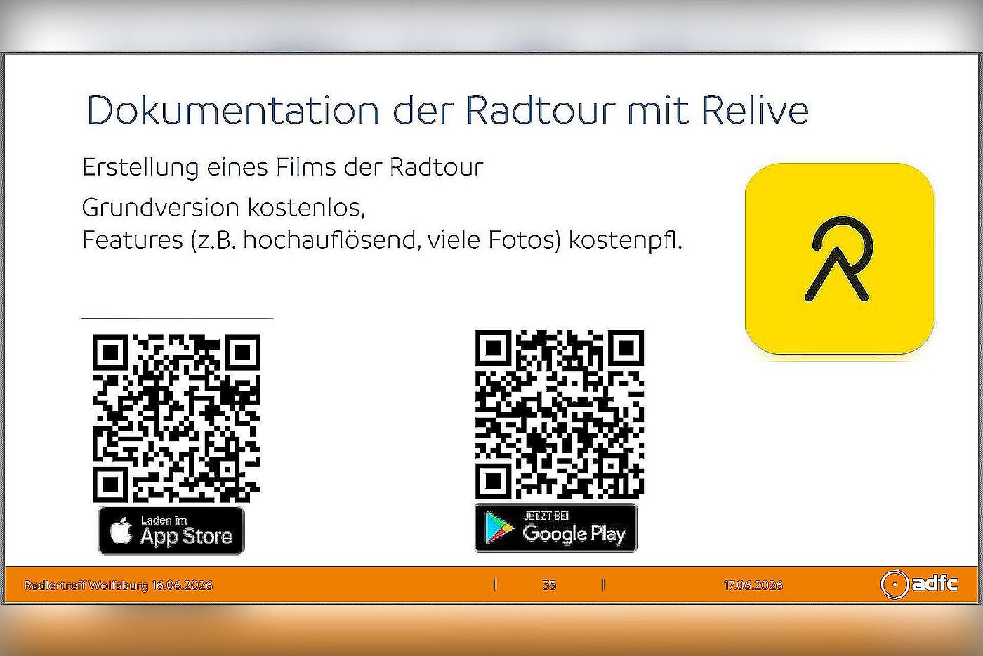 Folie: Dokumentation der Radtour