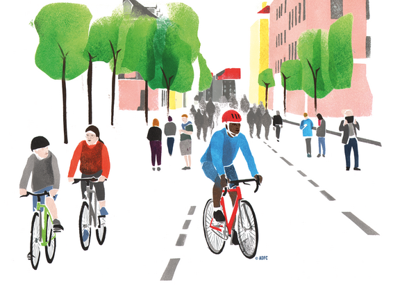 Illustration InnoRAD Autofreie Straßen Illustration InnoRAD Autofreie Straßen